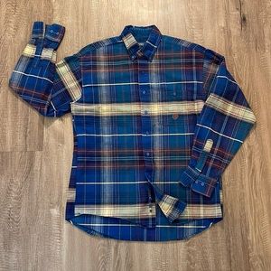 VINTAGE Wrangler TwentyX 20X Button Up Blue Plaid Long Sleeve Western Shirt